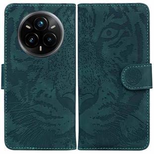 For Realme 14 Pro+ Tiger Embossing Pattern Flip Leather Phone Case(Green)