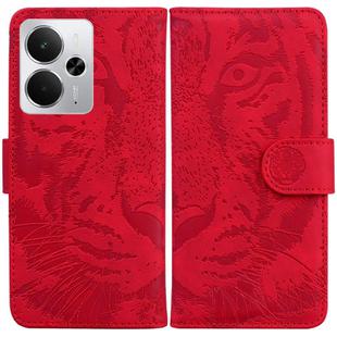 For Realme 14 Tiger Embossing Pattern Flip Leather Phone Case(Red)