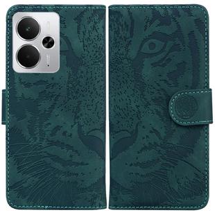 For Realme 14 Tiger Embossing Pattern Flip Leather Phone Case(Green)