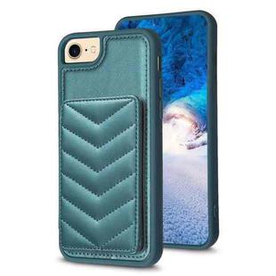 For iPhone SE 2022 / 2020 / 8 / 7 BF26 Wave Pattern Card Bag Holder Phone Case(Green)