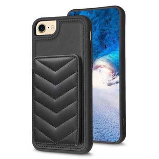 For iPhone SE 2022 / 2020 / 8 / 7 BF26 Wave Pattern Card Bag Holder Phone Case(Black)
