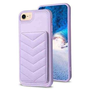 For iPhone SE 2022 / 2020 / 8 / 7 BF26 Wave Pattern Card Bag Holder Phone Case(Purple)