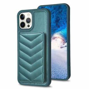 For iPhone 12 Pro Max BF26 Wave Pattern Card Bag Holder Phone Case(Green)