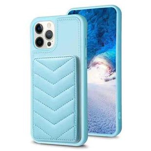 For iPhone 12 Pro Max BF26 Wave Pattern Card Bag Holder Phone Case(Blue)
