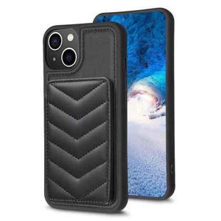 For iPhone 11 BF26 Wave Pattern Card Bag Holder Phone Case(Black)