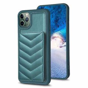For iPhone 11 Pro BF26 Wave Pattern Card Bag Holder Phone Case(Green)
