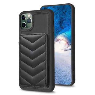 For iPhone 11 Pro BF26 Wave Pattern Card Bag Holder Phone Case(Black)