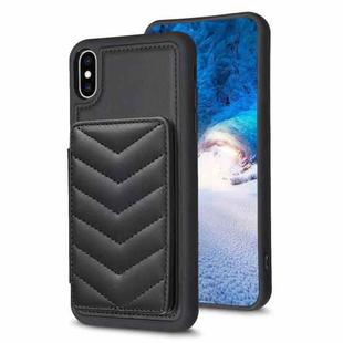For iPhone X / XS BF26 Wave Pattern Card Bag Holder Phone Case(Black)