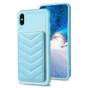 For iPhone X / XS BF26 Wave Pattern Card Bag Holder Phone Case(Blue)