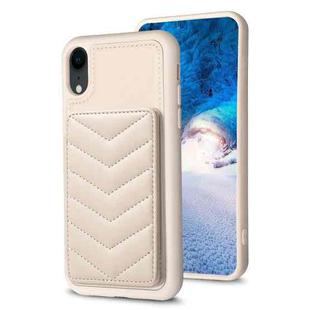 For iPhone XR BF26 Wave Pattern Card Bag Holder Phone Case(Beige)