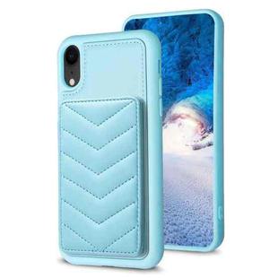 For iPhone XR BF26 Wave Pattern Card Bag Holder Phone Case(Blue)