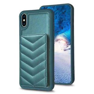 For iPhone XS Max BF26 Wave Pattern Card Bag Holder Phone Case(Green)