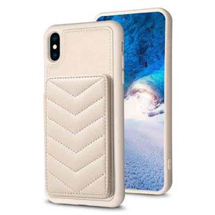 For iPhone XS Max BF26 Wave Pattern Card Bag Holder Phone Case(Beige)