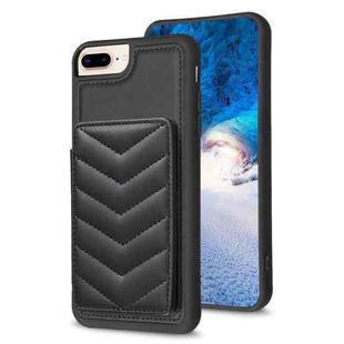For iPhone 8 Plus / 7 Plus BF26 Wave Pattern Card Bag Holder Phone Case(Black)