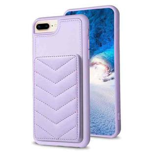 For iPhone 8 Plus / 7 Plus BF26 Wave Pattern Card Bag Holder Phone Case(Purple)