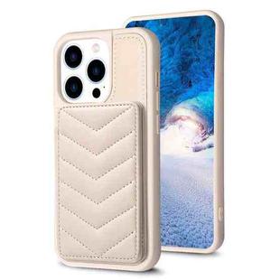 For iPhone 15 Pro BF26 Wave Pattern Card Bag Holder Phone Case(Beige)