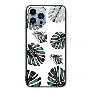 For iPhone 15 Pro Colorful Painted Glass Phone Case(Banana Leaf)