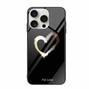 For iPhone 16 Pro Max Colorful Painted Glass Phone Case(Black Love)