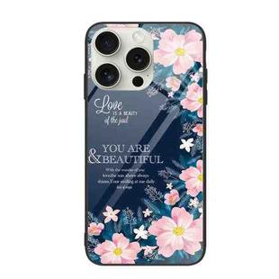 For iPhone 16 Pro Max Colorful Painted Glass Phone Case(Flower)