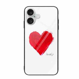 For iPhone 16 Plus Colorful Painted Glass Phone Case(Love)