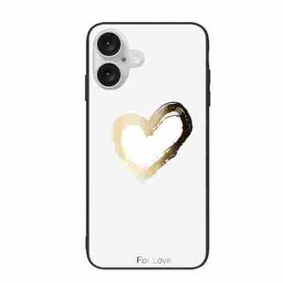 For iPhone 16 Plus Colorful Painted Glass Phone Case(Golden Love)