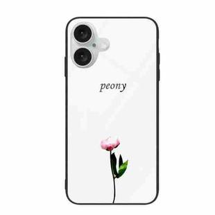 For iPhone 16 Colorful Painted Glass Phone Case(A Flower)