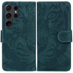 For Samsung Galaxy S24 Ultra 5G Tiger Embossing Pattern Flip Leather Phone Case(Green)