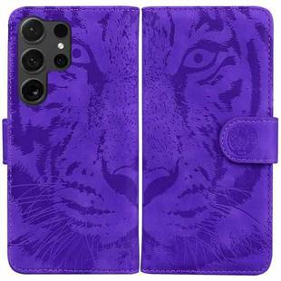 For Samsung Galaxy S24 Ultra 5G Tiger Embossing Pattern Flip Leather Phone Case(Purple)