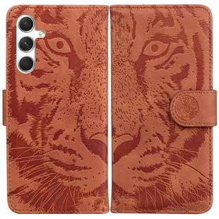 For Samsung Galaxy S24 5G Tiger Embossing Pattern Flip Leather Phone Case(Brown)