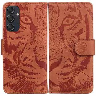 For Samsung Galaxy M55 Tiger Embossing Pattern Flip Leather Phone Case(Brown)