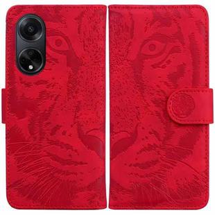 For OPPO A98 5G / F23 5G India Tiger Embossing Pattern Flip Leather Phone Case(Red)