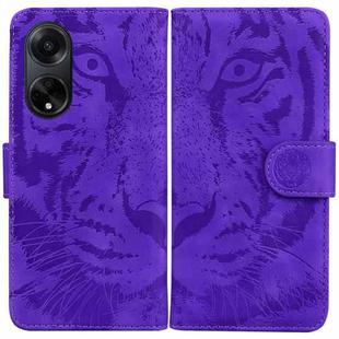 For OPPO A98 5G / F23 5G India Tiger Embossing Pattern Flip Leather Phone Case(Purple)