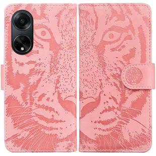 For OPPO A98 5G / F23 5G India Tiger Embossing Pattern Flip Leather Phone Case(Pink)