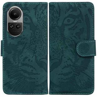 For OPPO Reno10 5G Global/Reno10 Pro Global Tiger Embossing Pattern Flip Leather Phone Case(Green)