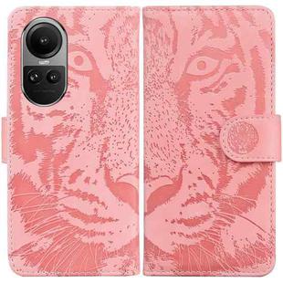 For OPPO Reno10 5G Global/Reno10 Pro Global Tiger Embossing Pattern Flip Leather Phone Case(Pink)