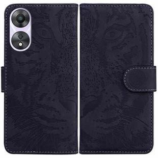 For OPPO A58 4G Tiger Embossing Pattern Flip Leather Phone Case(Black)