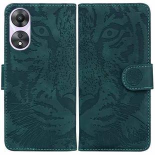 For OPPO A58 4G Tiger Embossing Pattern Flip Leather Phone Case(Green)