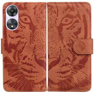 For OPPO A78 4G Tiger Embossing Pattern Flip Leather Phone Case(Brown)