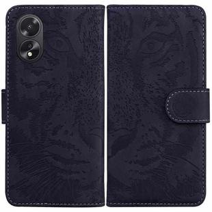 For OPPO A38 4G / A18 Tiger Embossing Pattern Flip Leather Phone Case(Black)