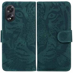 For OPPO A38 4G / A18 Tiger Embossing Pattern Flip Leather Phone Case(Green)