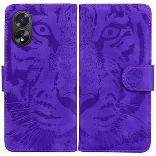 For OPPO A38 4G / A18 Tiger Embossing Pattern Flip Leather Phone Case(Purple)