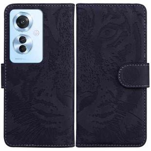 For OPPO F25 Pro 5G Global Tiger Embossing Pattern Flip Leather Phone Case(Black)