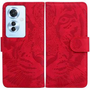 For OPPO F25 Pro 5G Global Tiger Embossing Pattern Flip Leather Phone Case(Red)