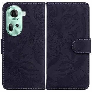 For OPPO Reno11 Global Tiger Embossing Pattern Flip Leather Phone Case(Black)