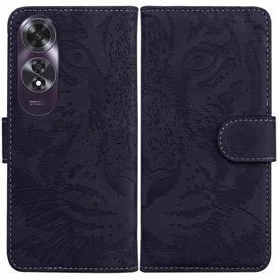 For OPPO A60 4G Tiger Embossing Pattern Flip Leather Phone Case(Black)