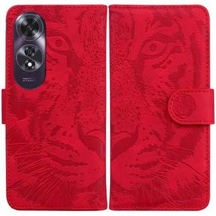 For OPPO A60 4G Tiger Embossing Pattern Flip Leather Phone Case(Red)