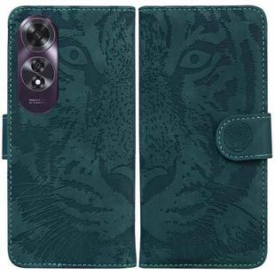 For OPPO A60 4G Tiger Embossing Pattern Flip Leather Phone Case(Green)