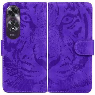 For OPPO A60 4G Tiger Embossing Pattern Flip Leather Phone Case(Purple)