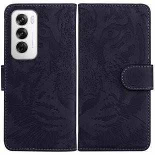 For OPPO Reno12 5G Global Tiger Embossing Pattern Flip Leather Phone Case(Black)