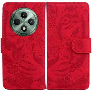 For OPPO Reno12 F 5G Tiger Embossing Pattern Flip Leather Phone Case(Red)